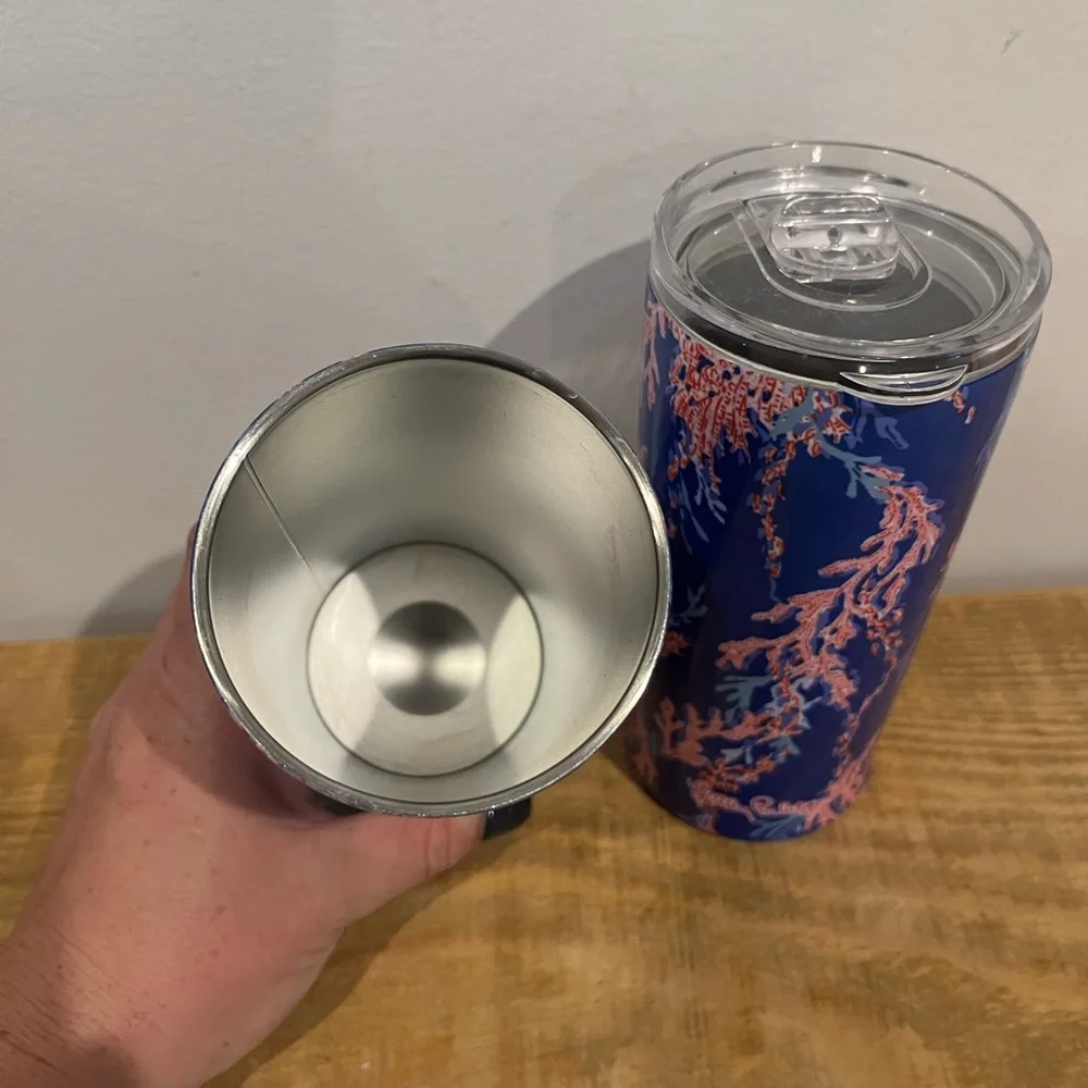 Lilly Pulitzer Stainless Steel Insulated Tumbler Set 16.5 oz‎ Blue Pink Coral